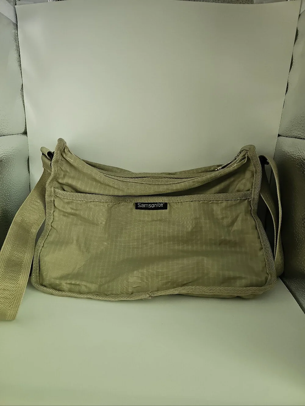 Samsonite Light Olive Green Messenger Crossbody Bag